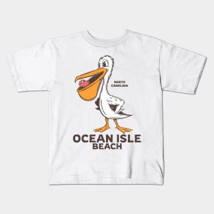 Ocean Isle Beach, NC Summertime Vacationing Pelican & Fish Kids T-Shirt